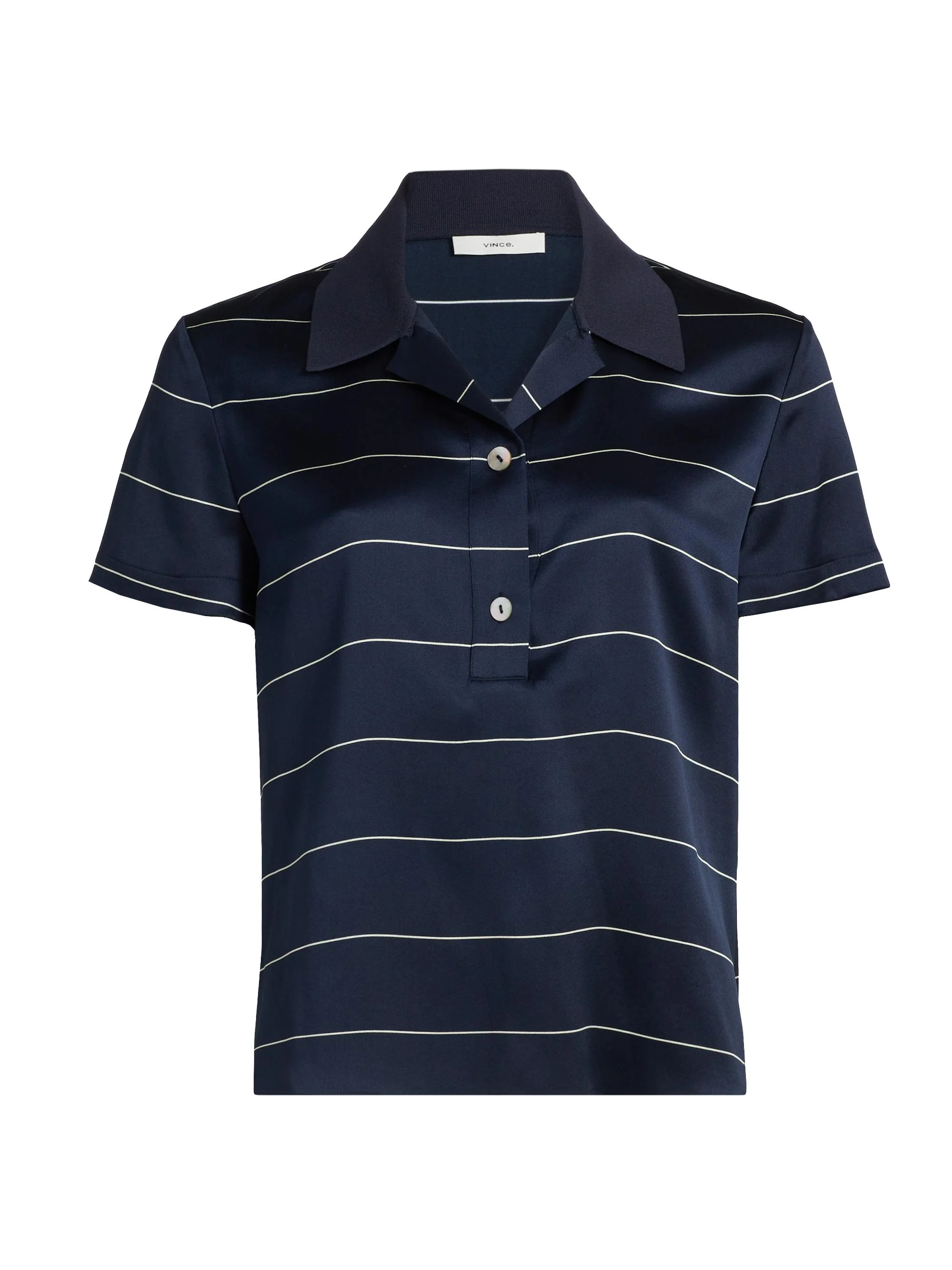 Women's Striped Silk Polo Shirt - Coastal Cream - 1