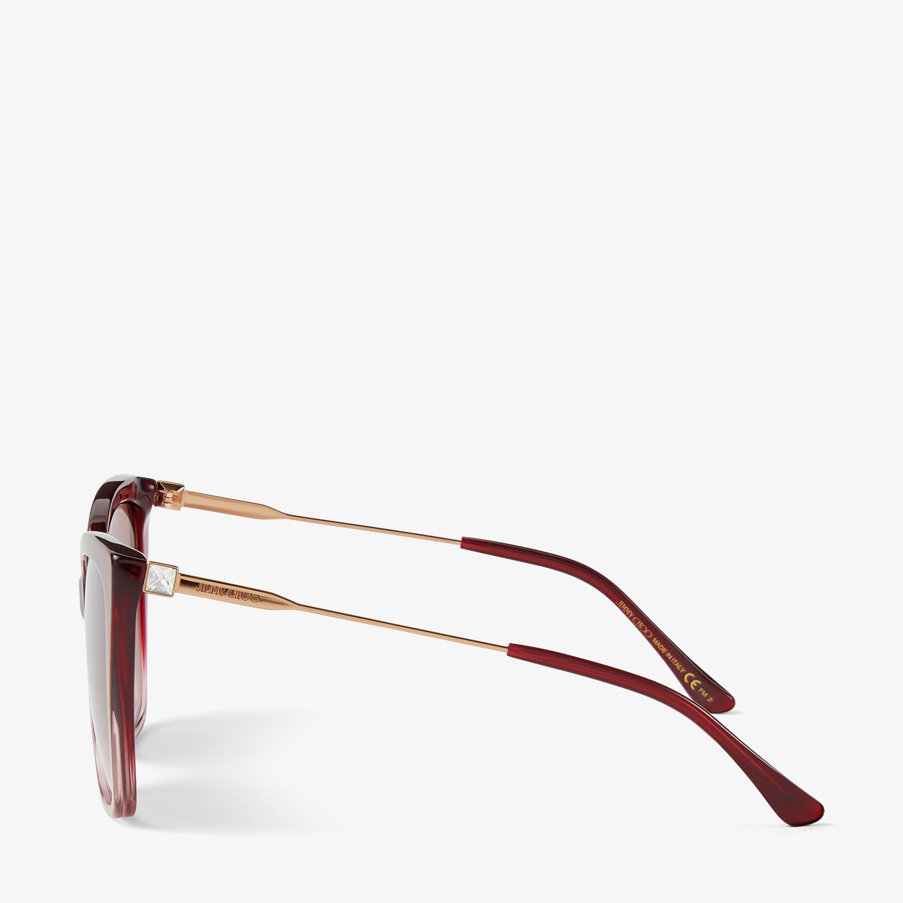 Seba
Red Round-Frame Sunglasses with Crystal Embellishment - 2