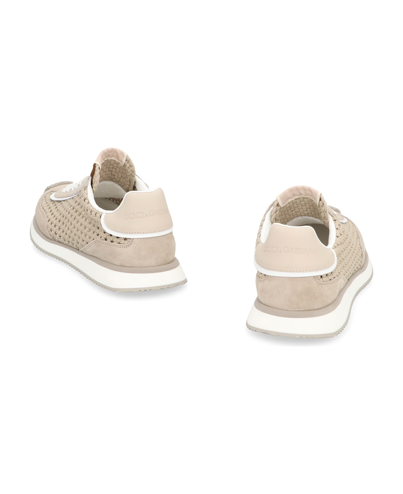 Leather And Fabric Low-top Sneakers - 4