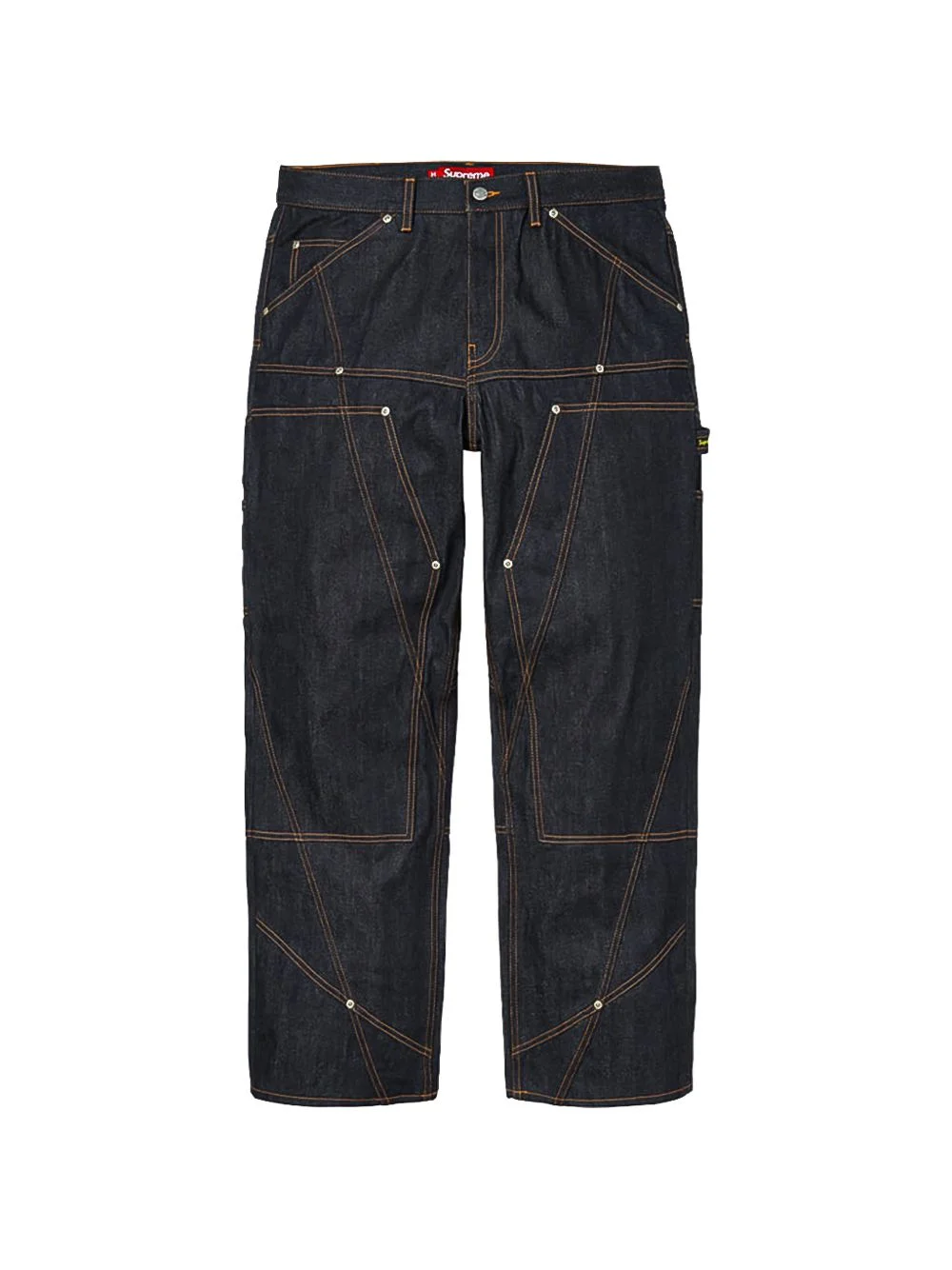 paneled double-knee straight-leg jeans - 1