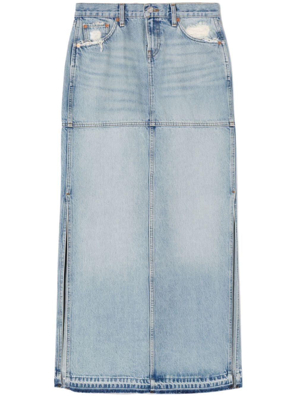 side-slit denim maxi skirt - 1