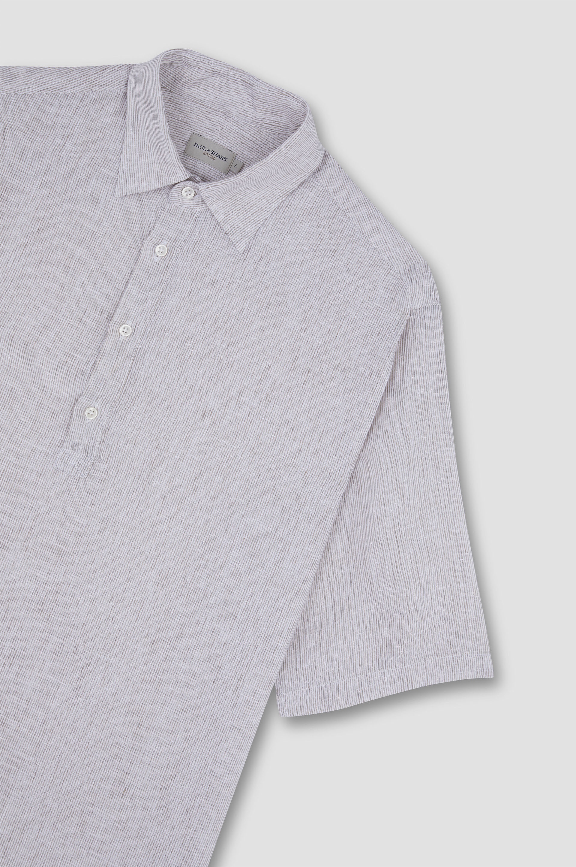 LINEN POPOVER SHIRT WITH SHORT SLEEVES - 5