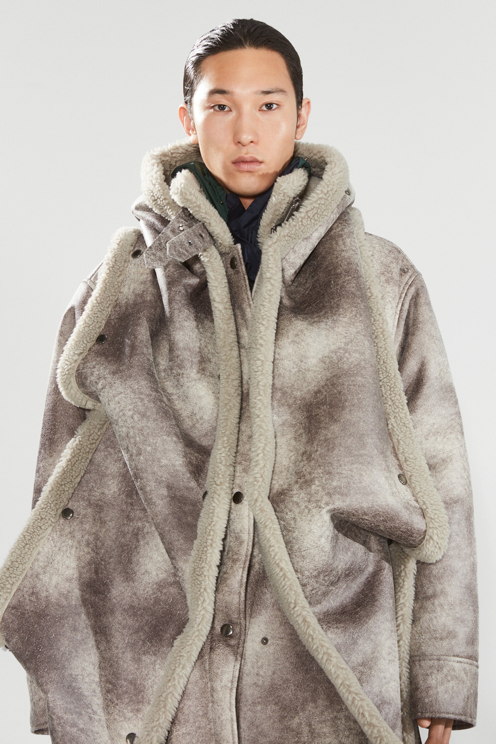 Snap Off Panel Hood Aviator Coat - 2