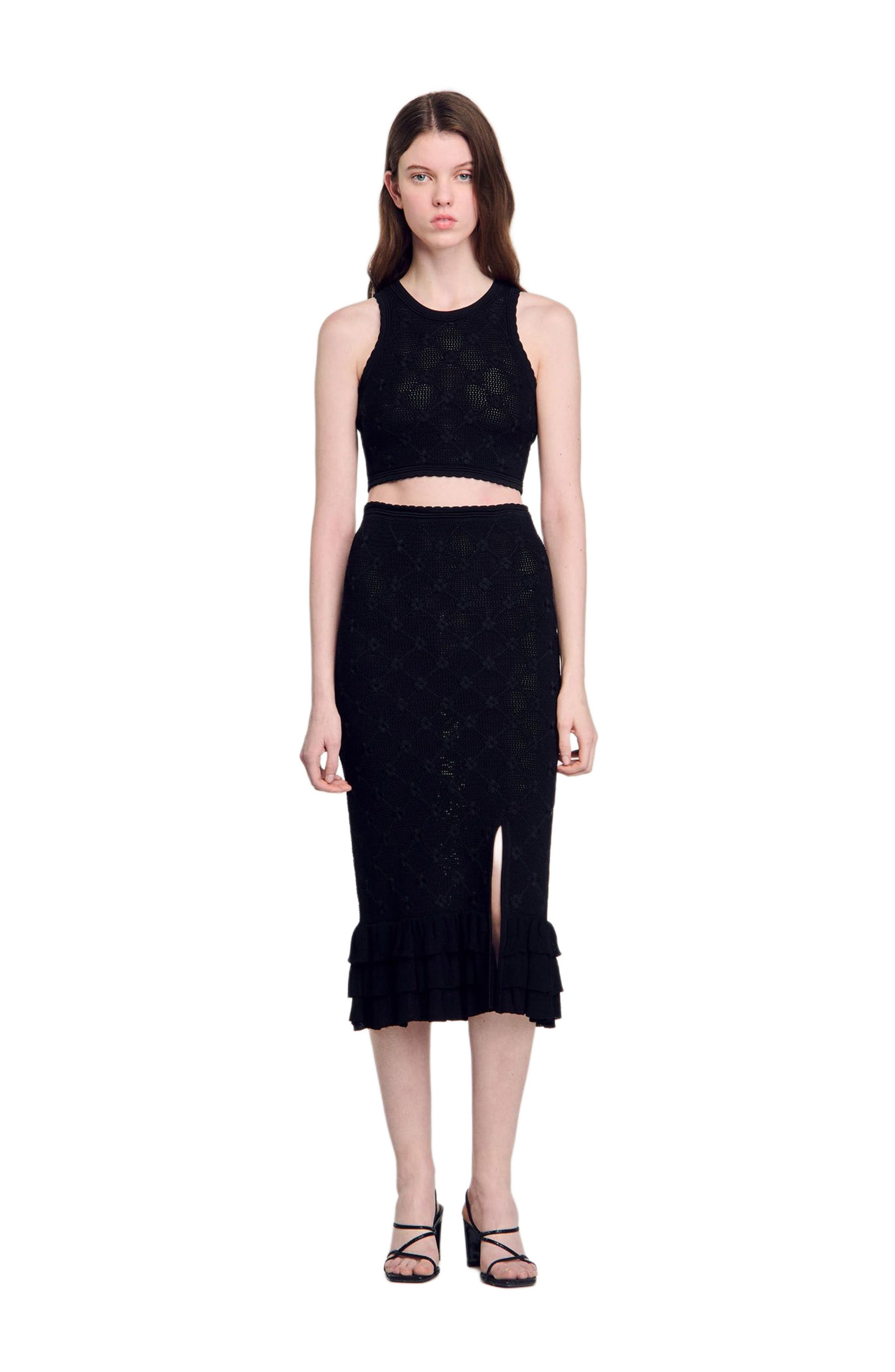 SANDRO Decorative knit top in Black at Nordstrom - 3