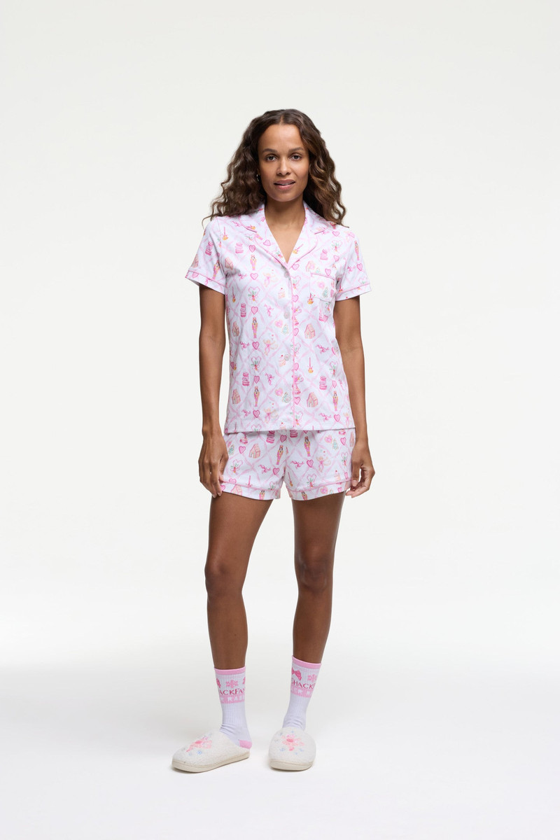 LoveShackFancy LoveShackFancy x Roller Rabbit Sugarplum Lattice Polo Pajamas outlook