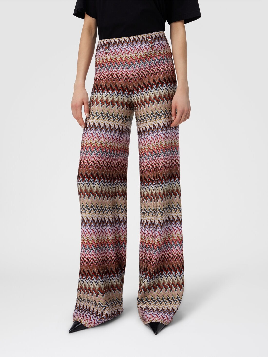 Flare Pants with Zigzag Pattern - 4
