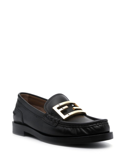 FENDI Black Baguette Leather Loafers outlook