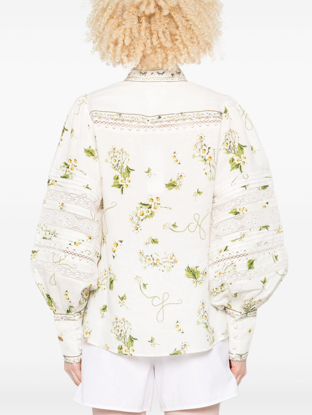 floral-print linen shirt - 4