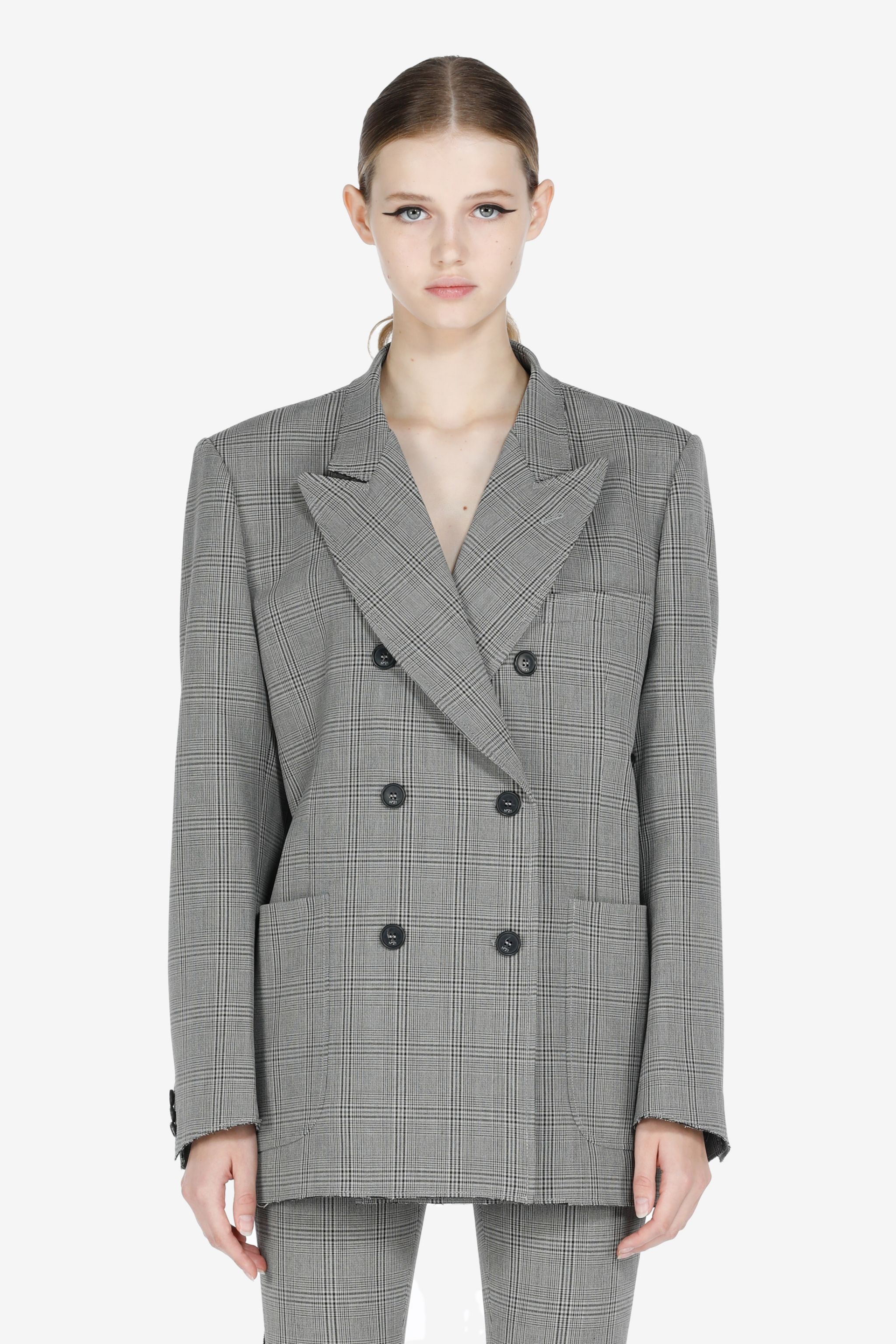 CHECKED DOUBLE-BREASTED BLAZER - 1