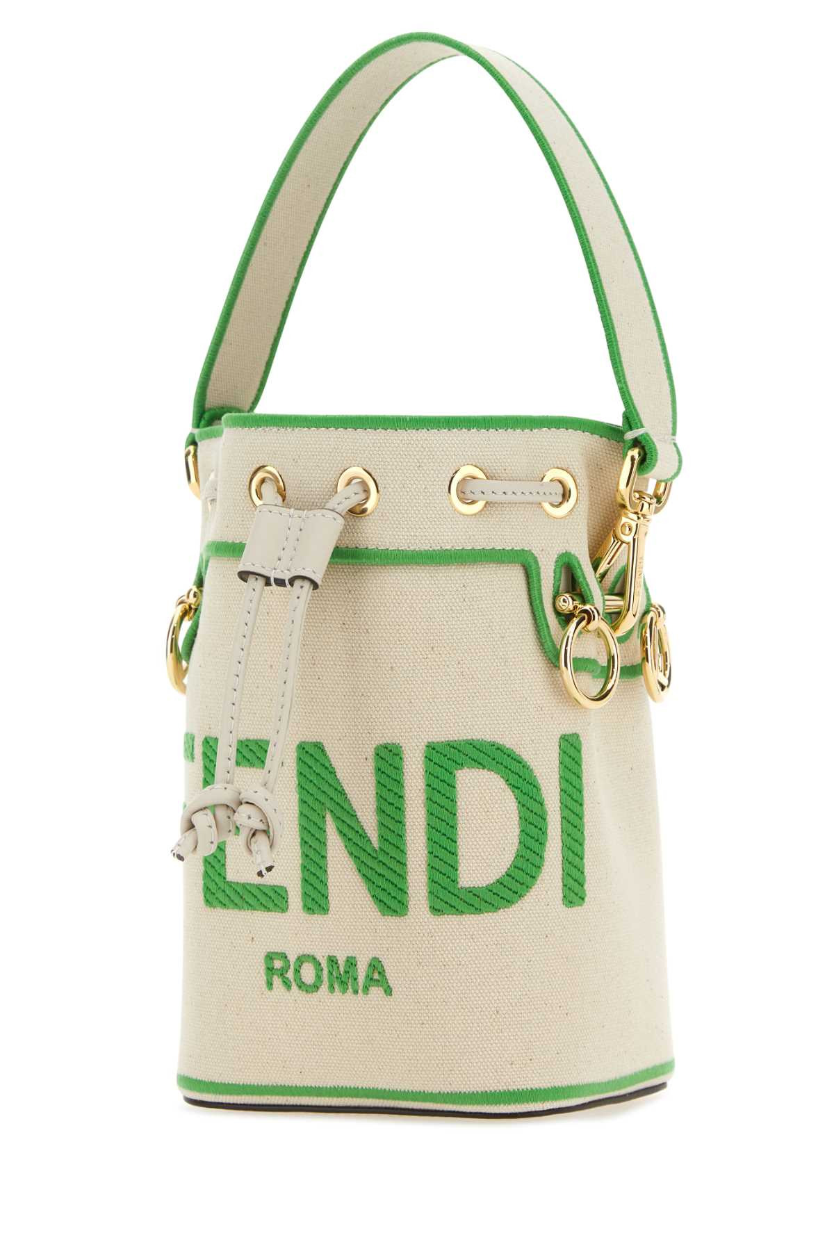 Fendi Women Sand Canvas Mini Mon Tresor Bucket Bag - 2