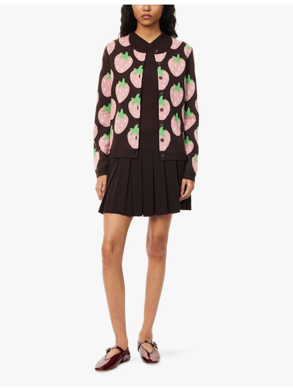 Eddie Strawberry Merino-Wool Knitted Cardigan - 2