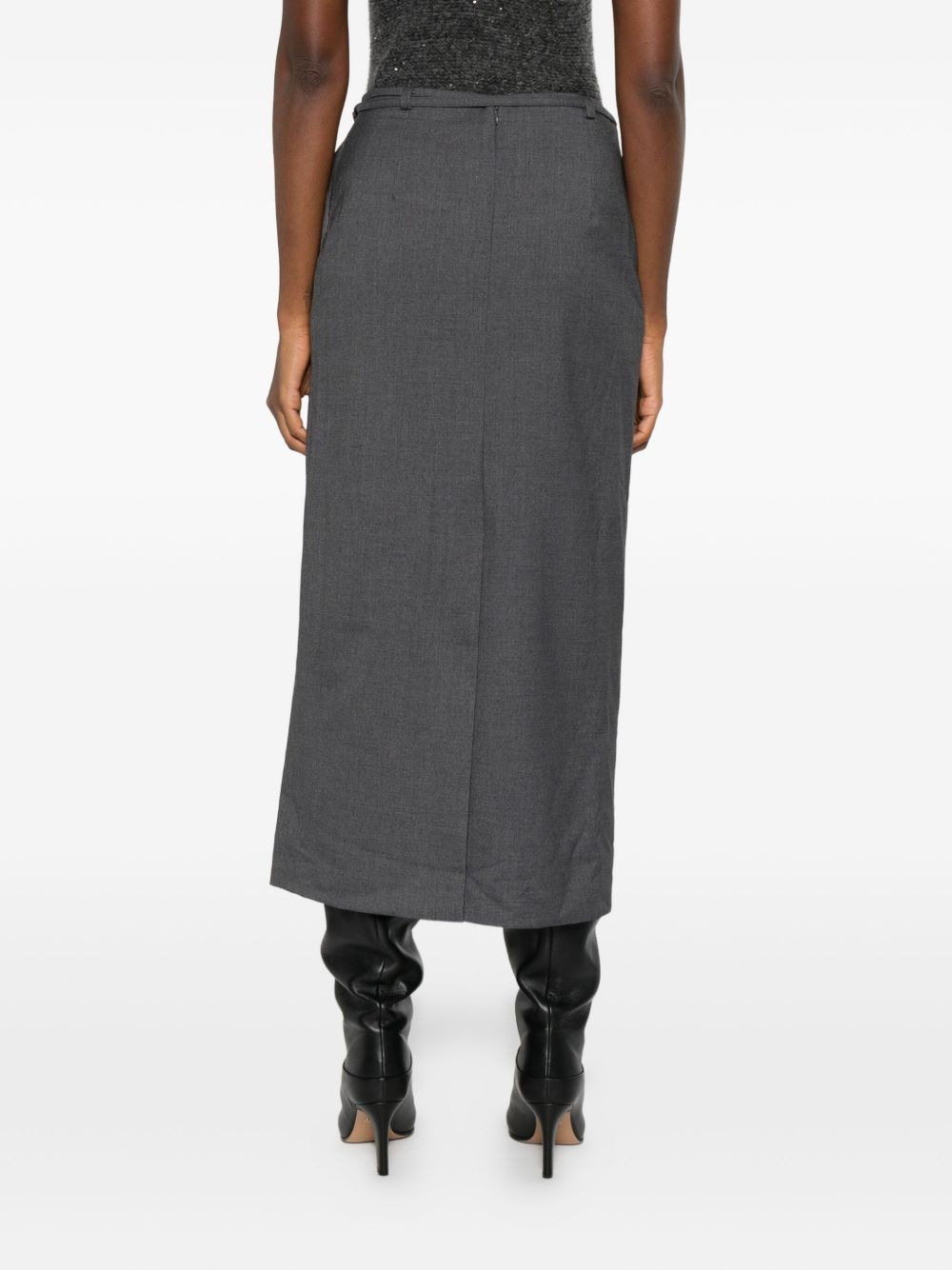 wrap tie-fastening skirt - 4
