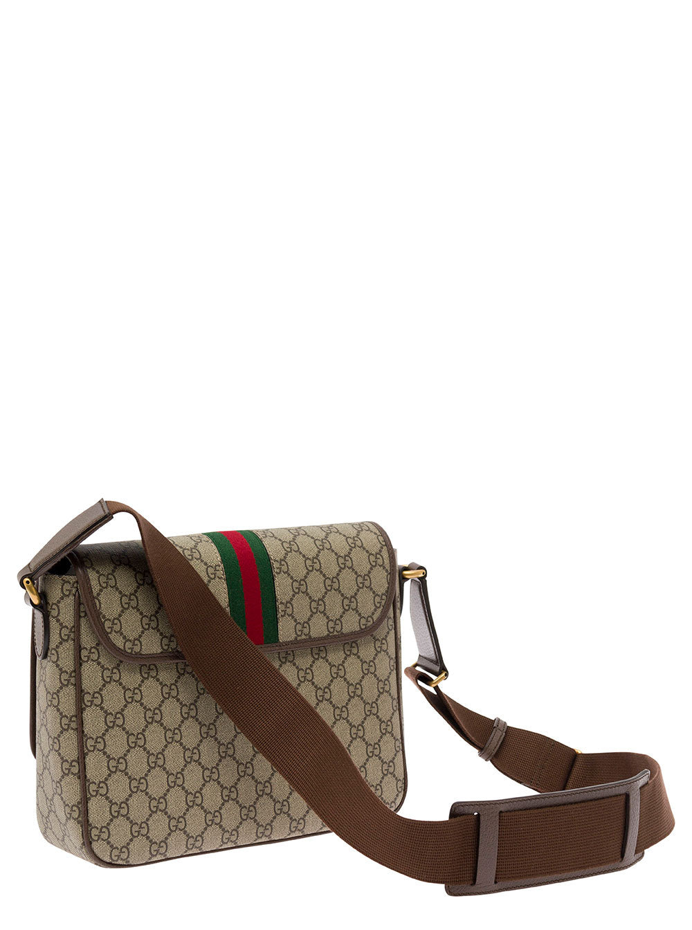 Gucci Men 'Ophidia' Beige And Ebony Crossbody Bag With Web Detail In Gg Supreme Canvas Man - 3