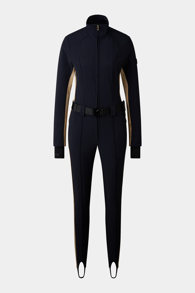 Bond softshell ski overall in Black/beige 1