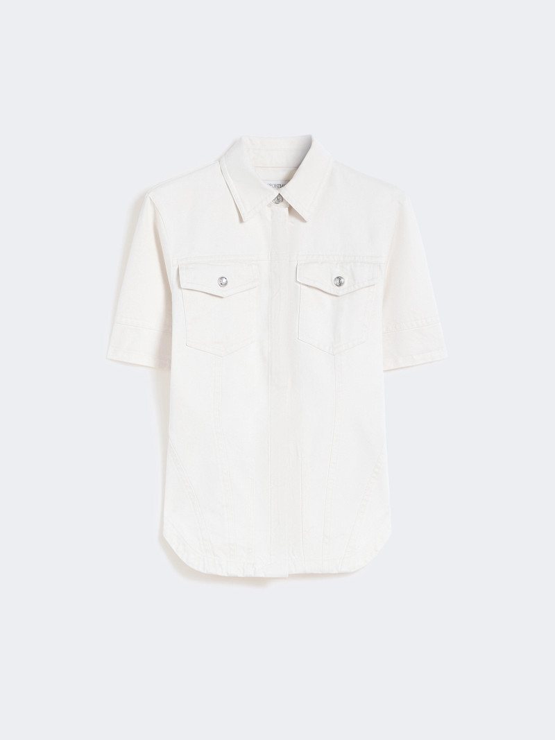 ONTANO Slim-fit bull denim shirt - BEIGE 1