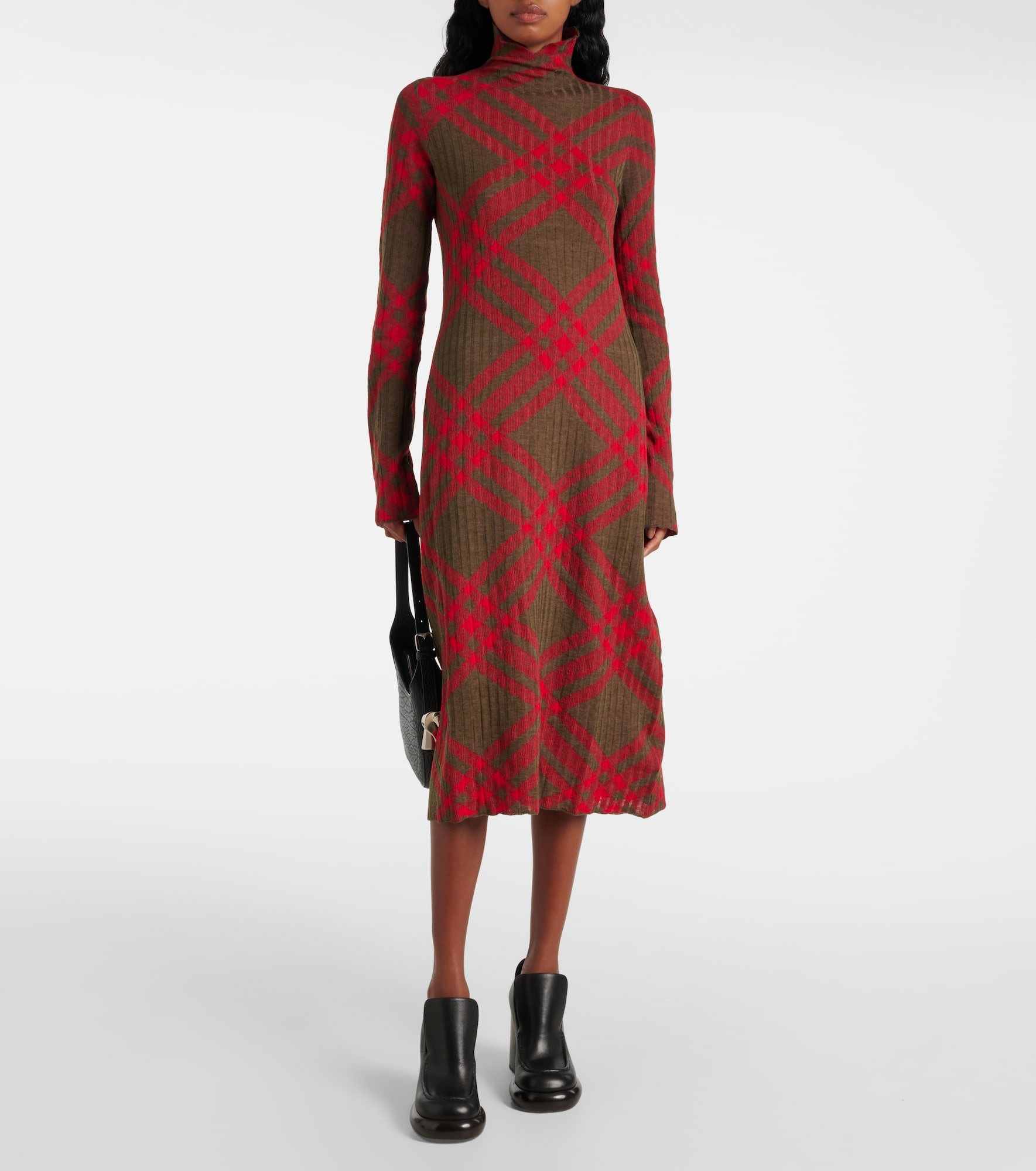 Burberry Check ribbed-knit midi dress - 2