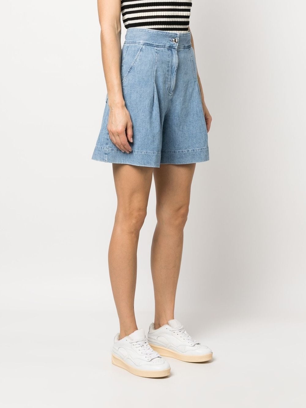 Dayana pleat-detail denim shorts - 3