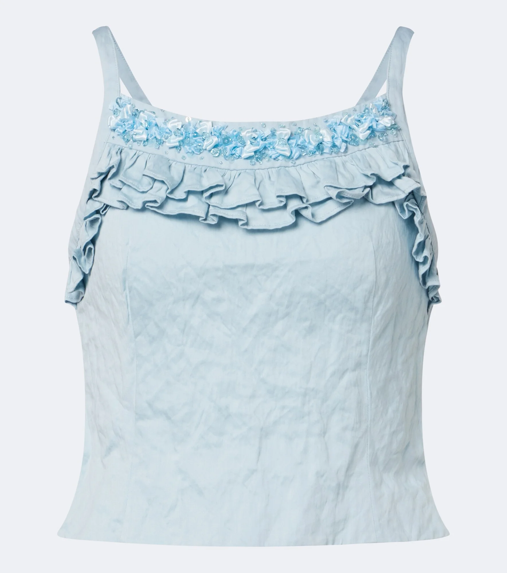 Bow-detail embellished ruffled top - 1