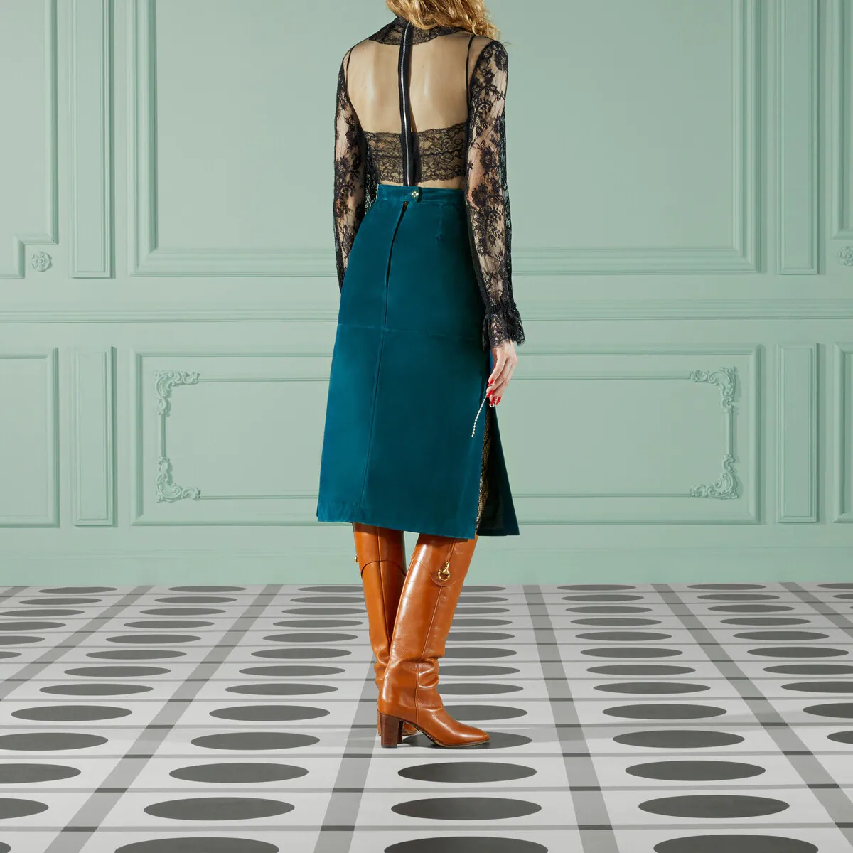 Suede mid-length skirt - 7