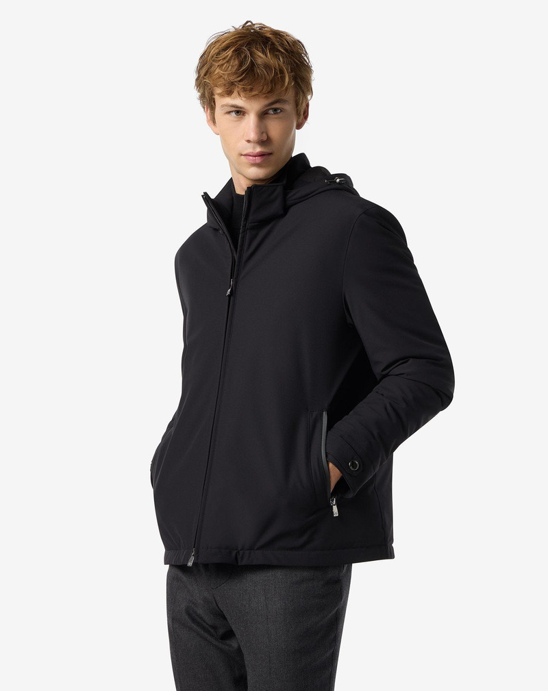 CORNELIANI Black stretch technical fabric jacket outlook
