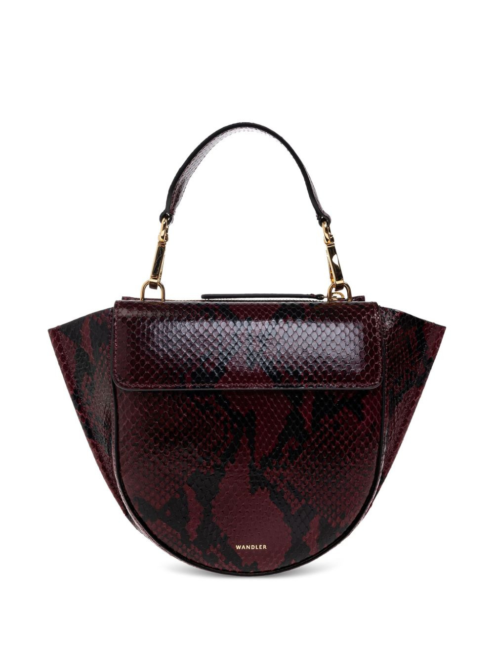 snakeskin half-moon tote bag - 1