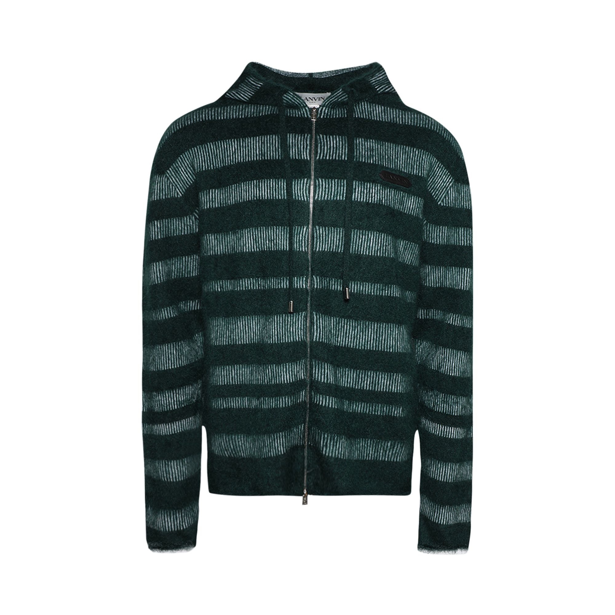 Lanvin Stripes Jacquard Hoodie 'Forest Green' - 1