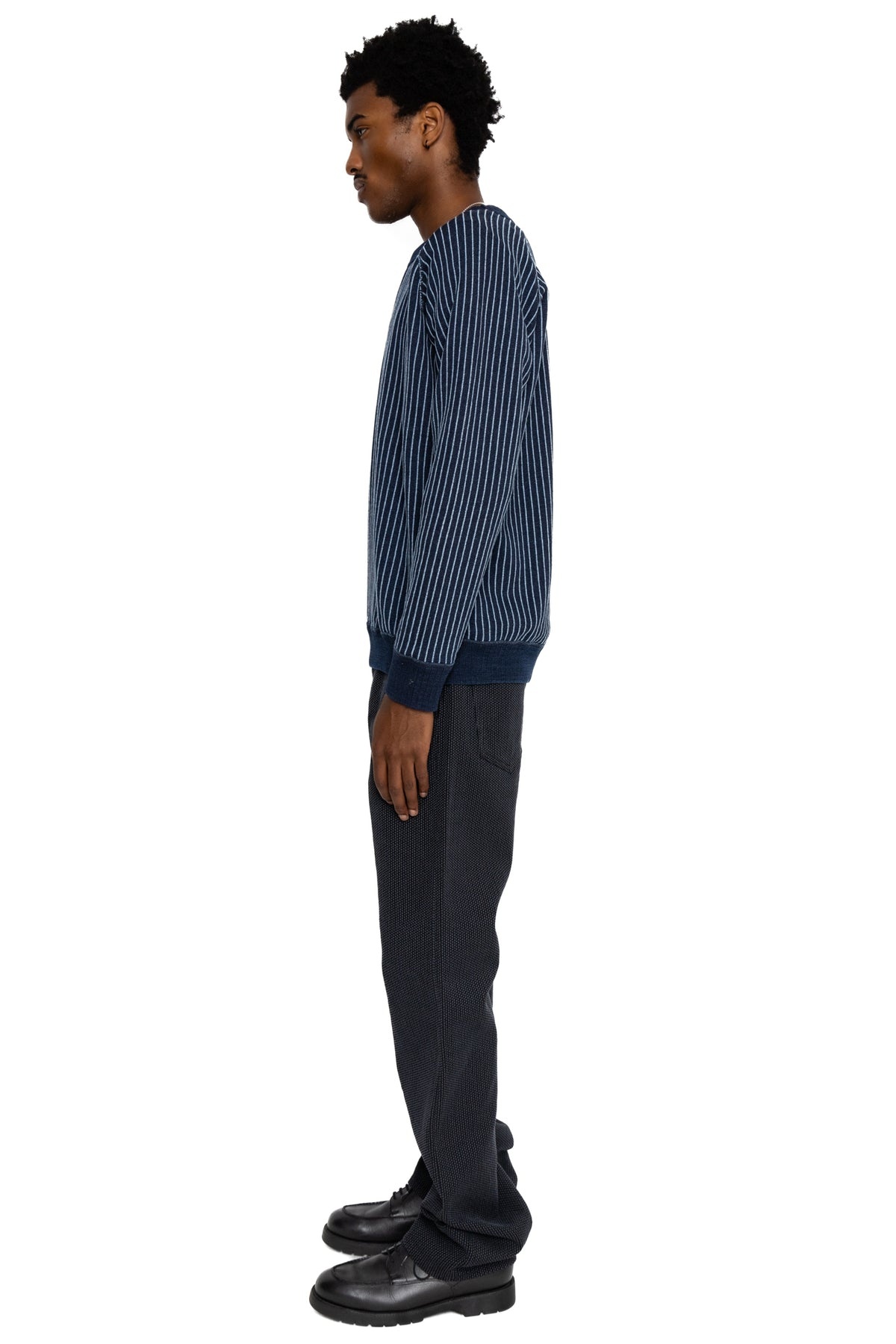 1170-1-BK Sashiko 5P Pants Loose Fit - Grey x Black - 4