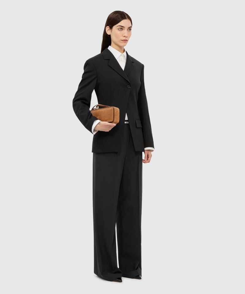 Black palazzo trousers in cool wool with elastic band and MSGM logo 4