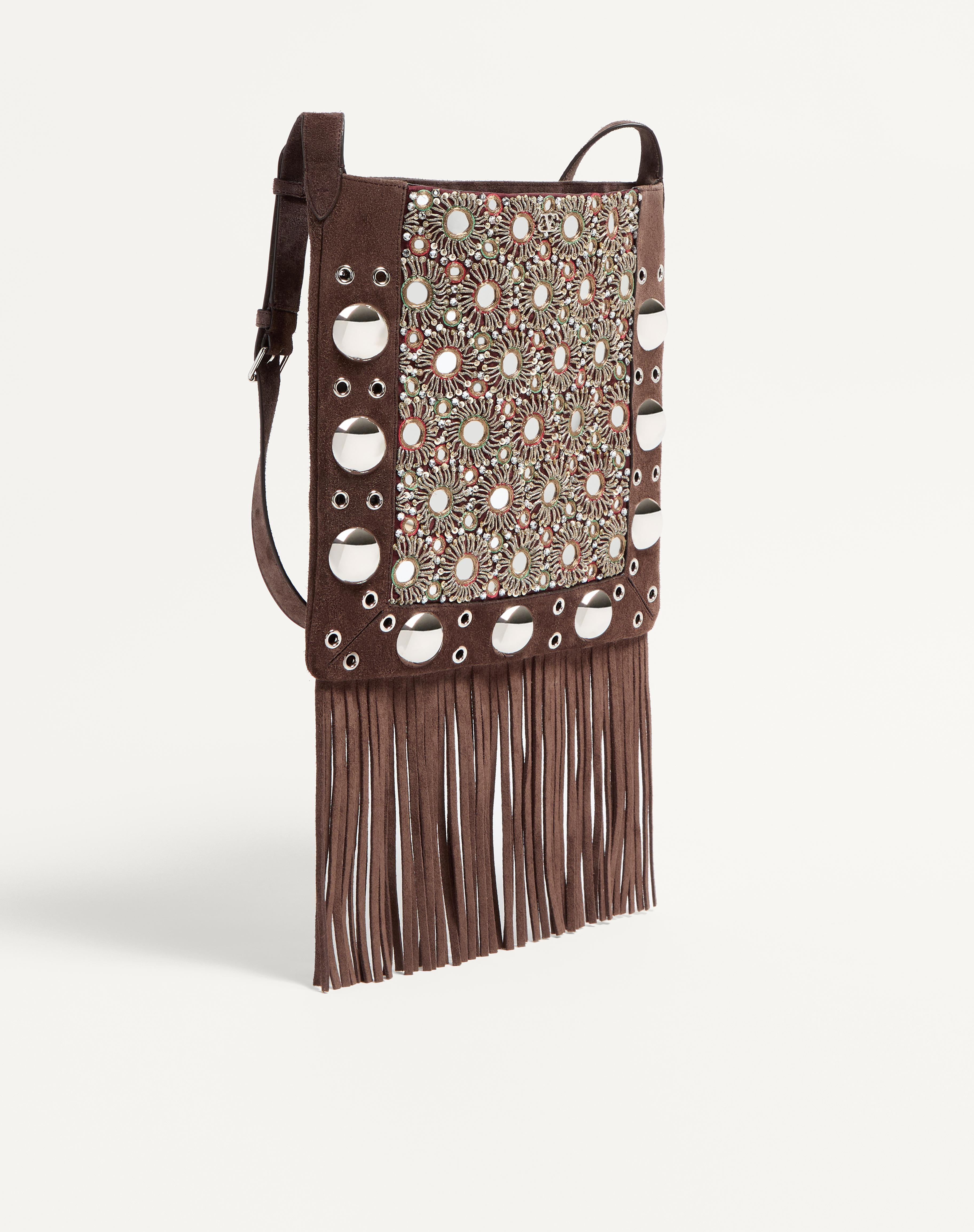 VALENTINO GARAVANI NELLCÔTE EMBROIDERED SHOULDER BAG WITH FRINGES - 3