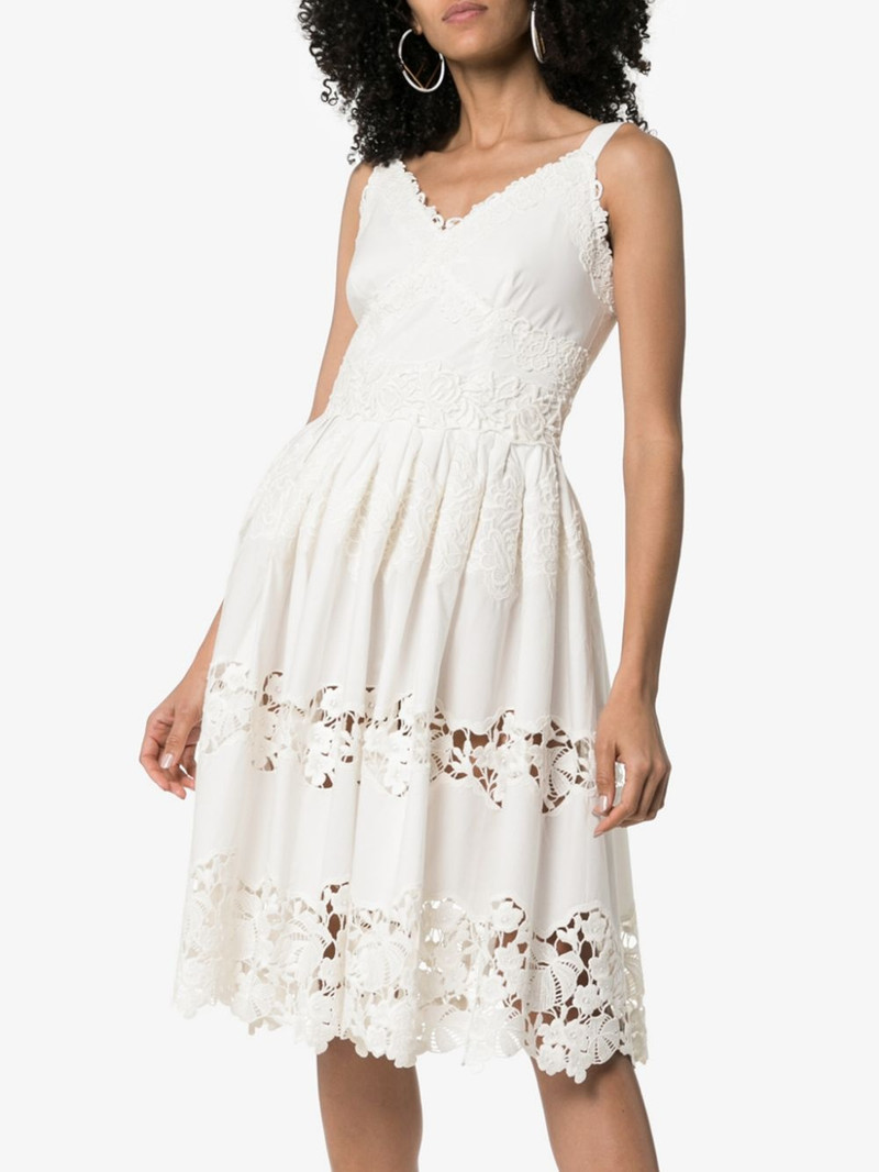 Floral embroidered cutout 미디 드레스 3