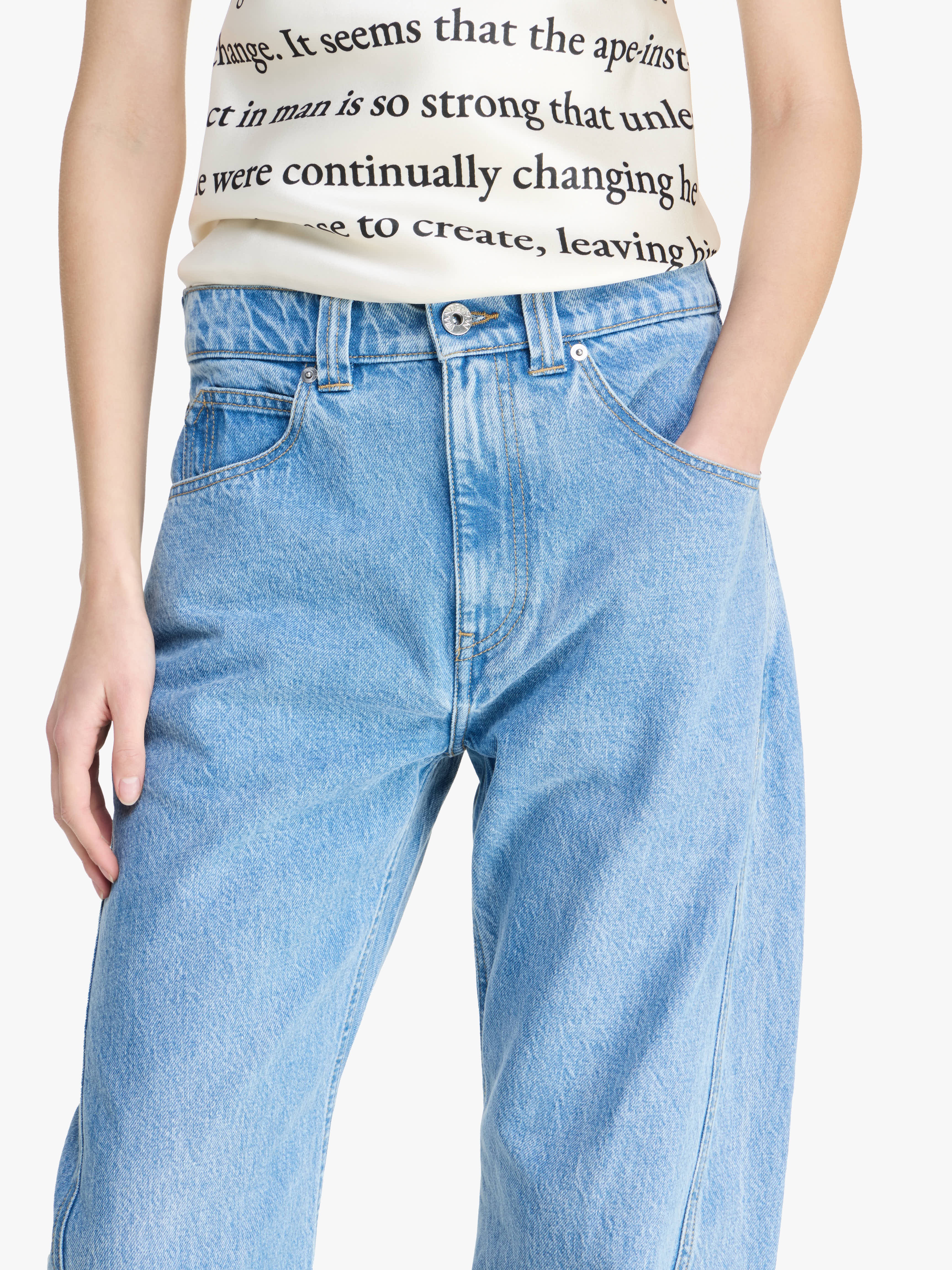 TWISTED SLIM LEG DENIM JEANS - 5