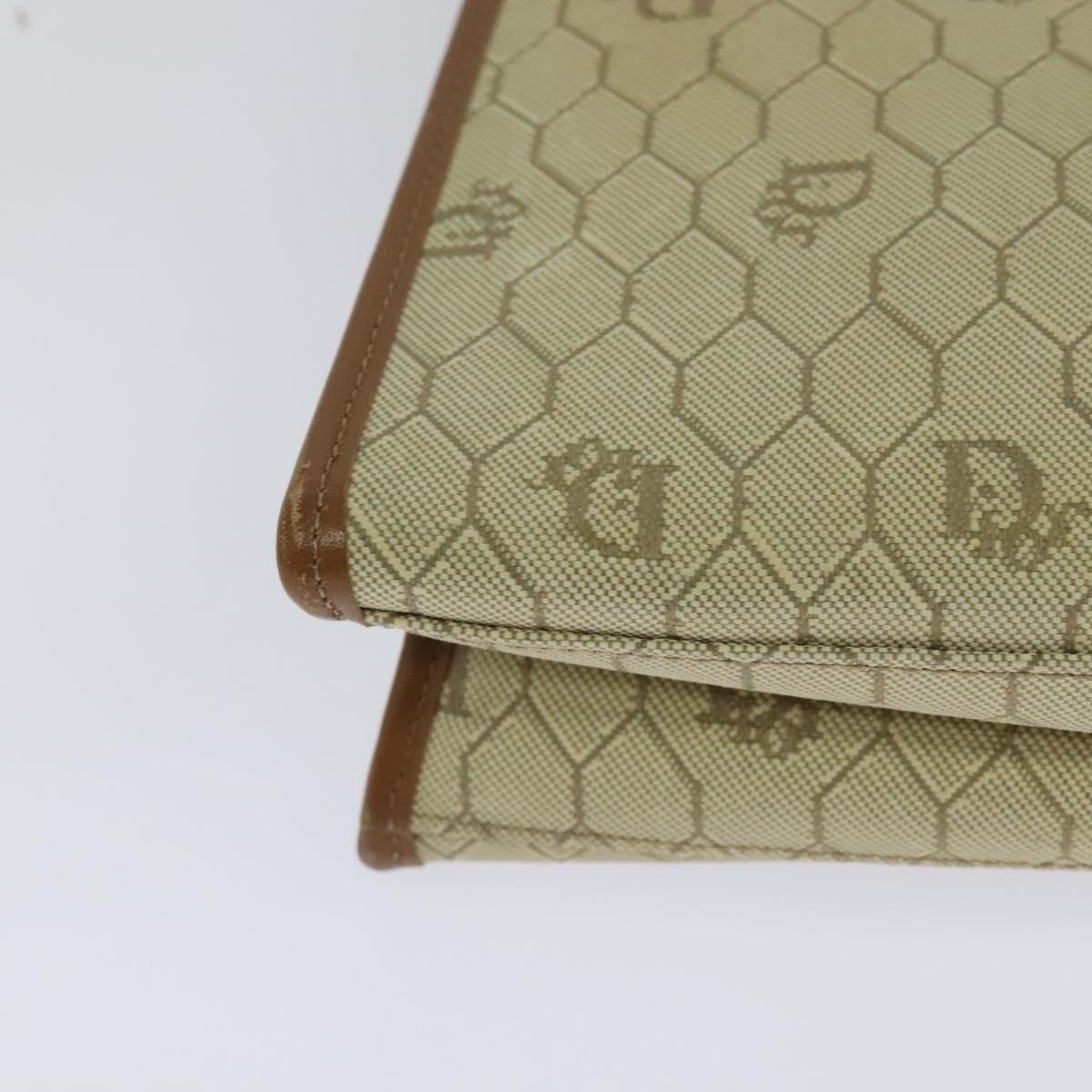 DIOR Honeycomb Canvas Hand Bag Leather Beige - 15