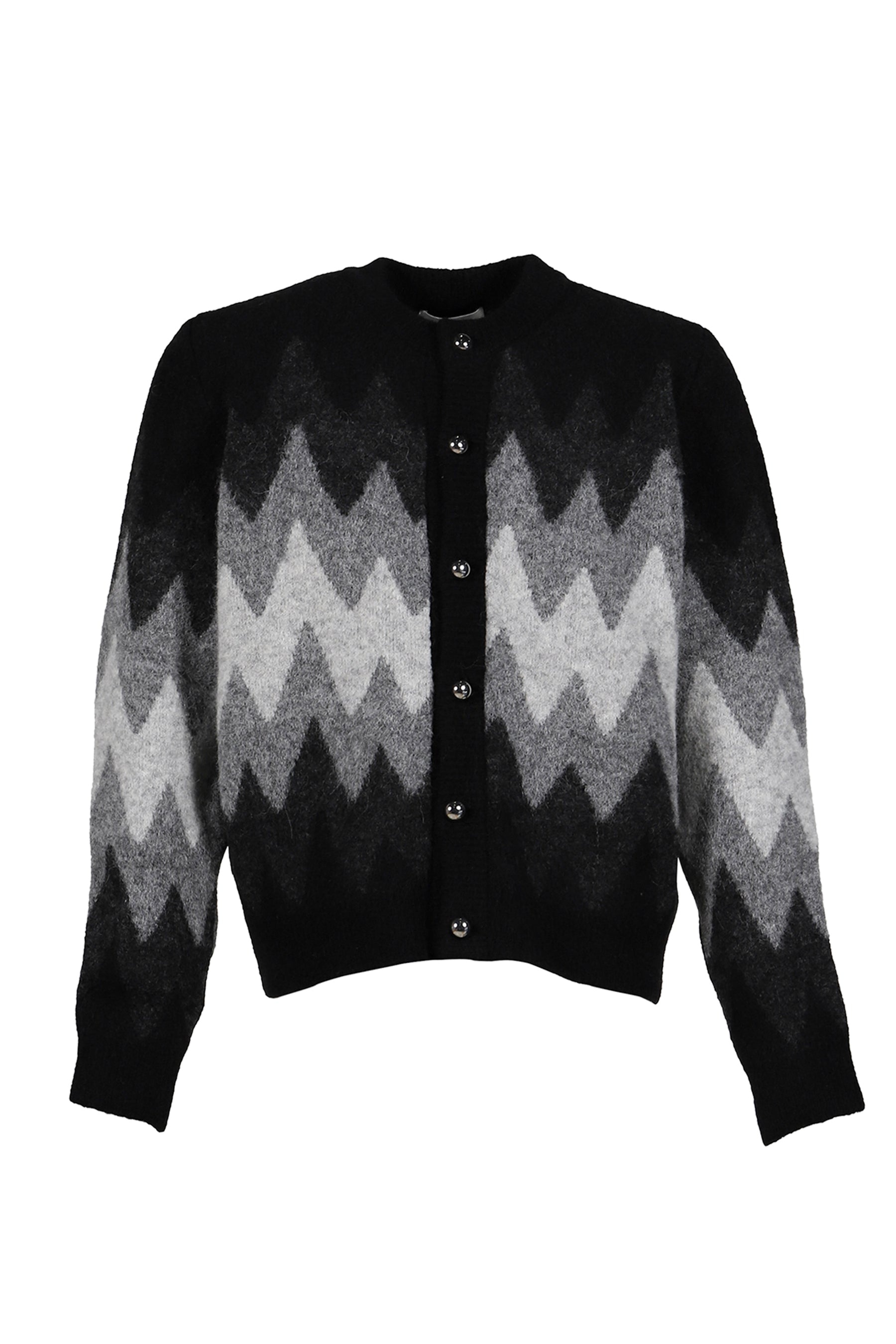 DEGRADE JACQUARD CARDIGAN / BLK GRY - 5
