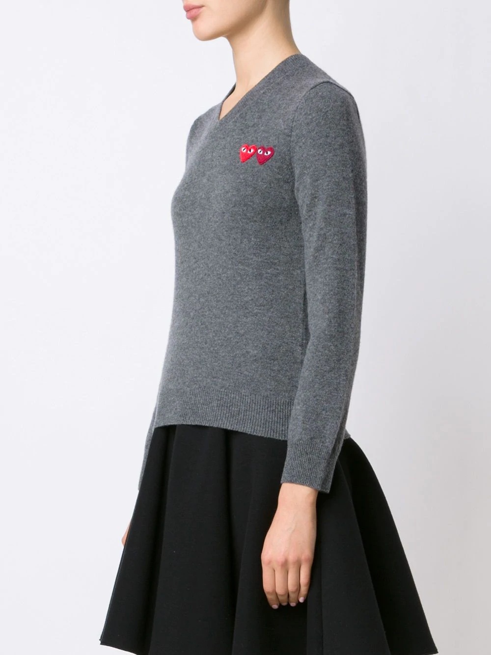 double heart v-neck jumper - 3