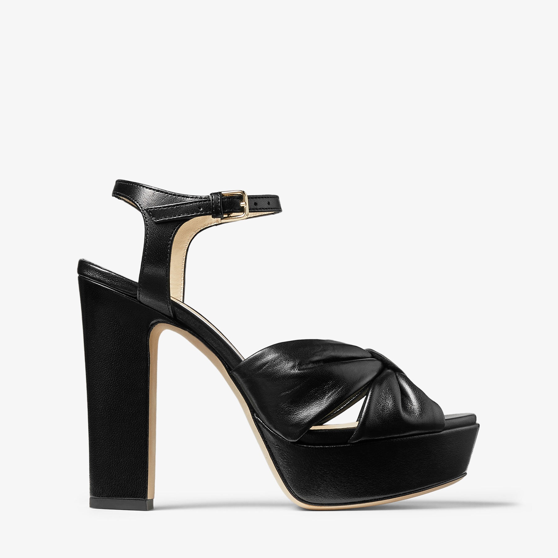 Heloise 120
Black Nappa Leather Platform Sandals - 1