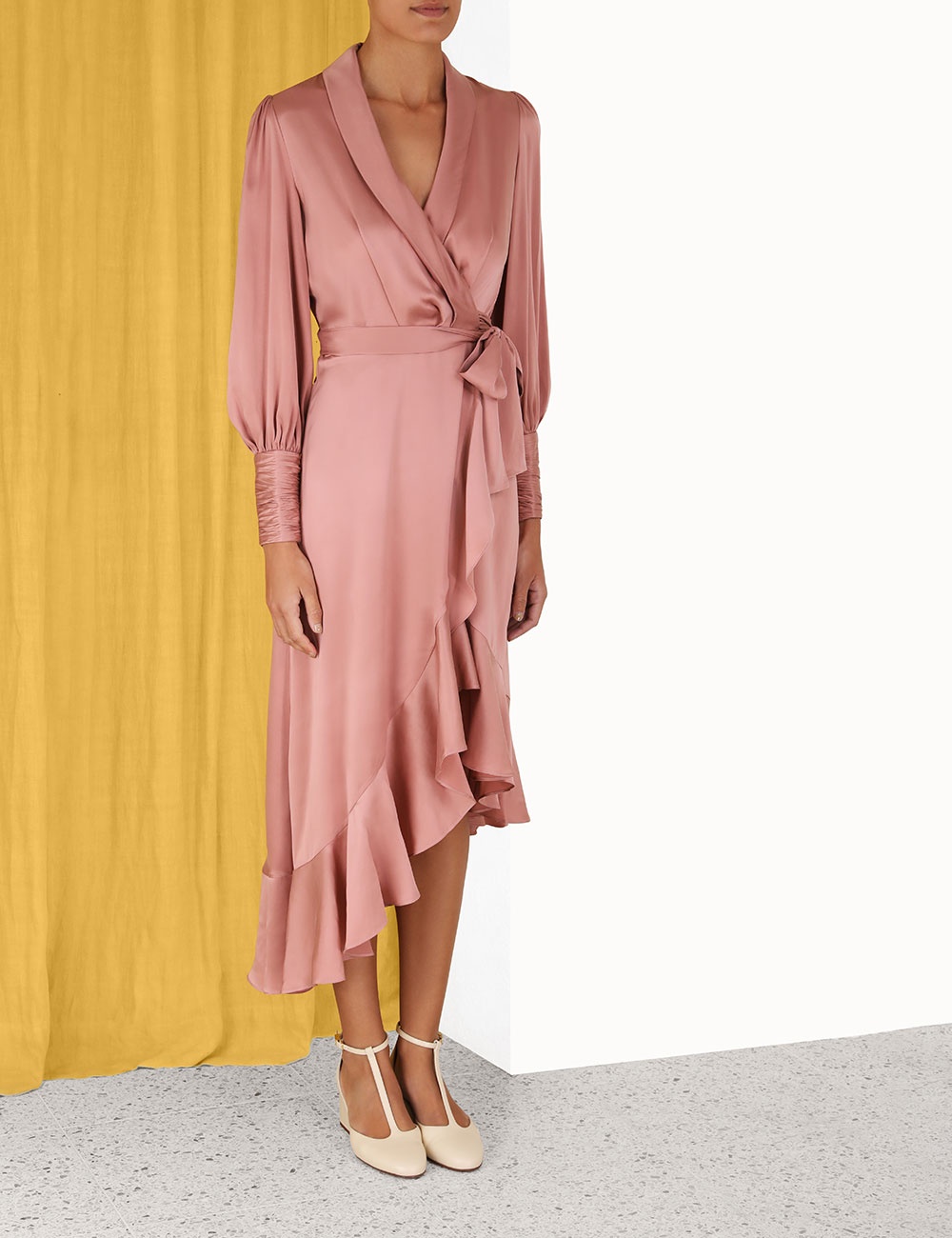 SILK WRAP MIDI DRESS - 5