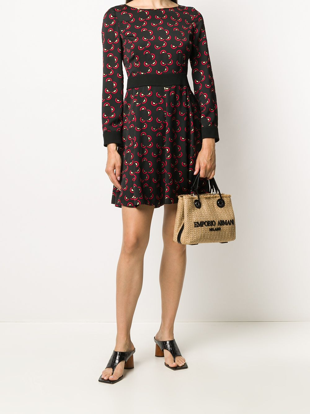 geometric print short dress - 2