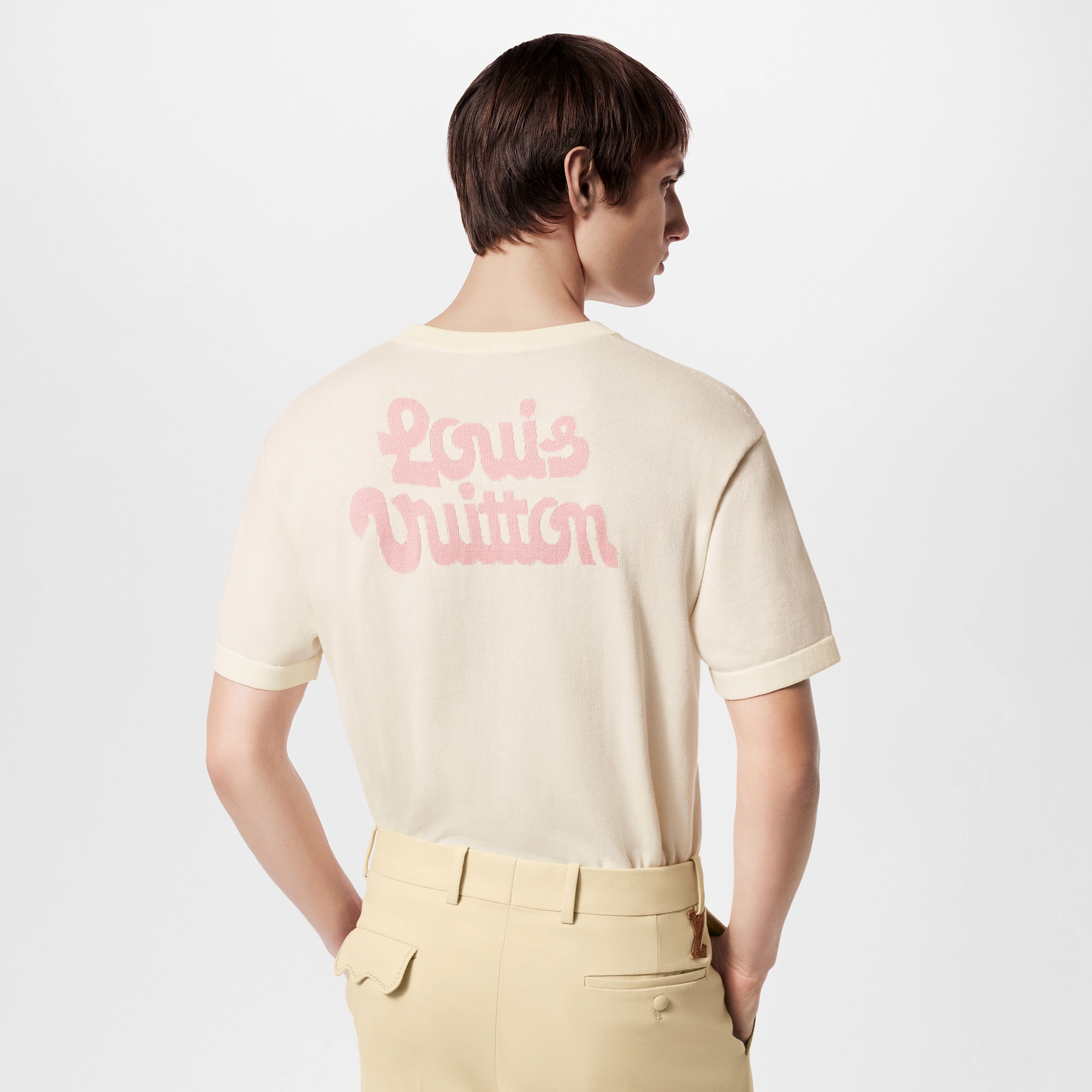 Short-Sleeved Cotton Knitted Crewneck - 5