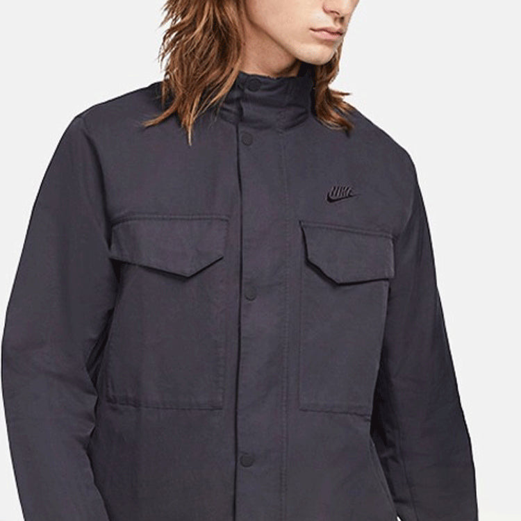 Nike Big Pocket Stand Collar Solid Color Jacket Black CZ9923-010 - 3