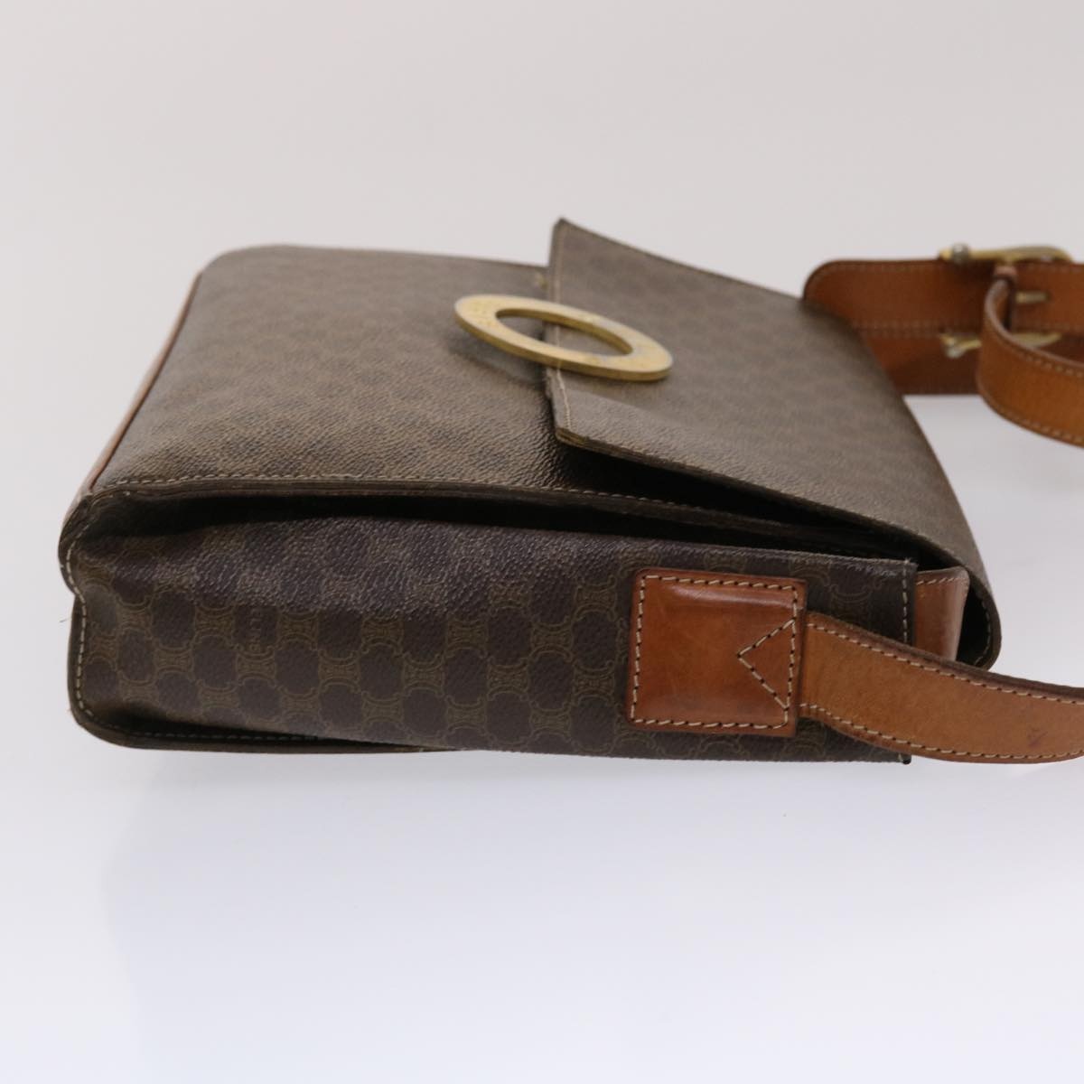 CELINE Macadam Canvas Shoulder Bag Pvc Leather Brown - 3