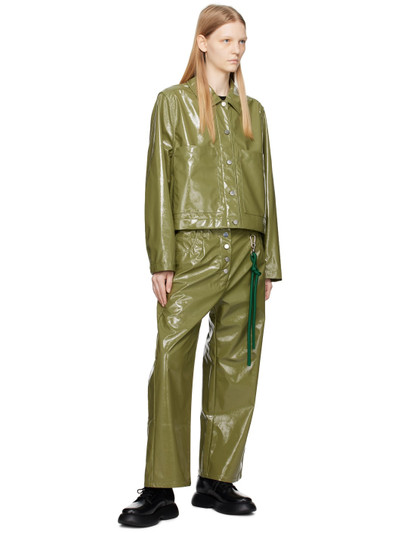 Song for the Mute Green Straight-Fit Faux-Leather Trousers outlook