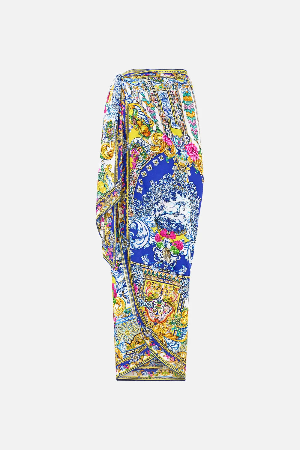 EYELET WRAP LONG SARONG WITH TIE WAIST - 1