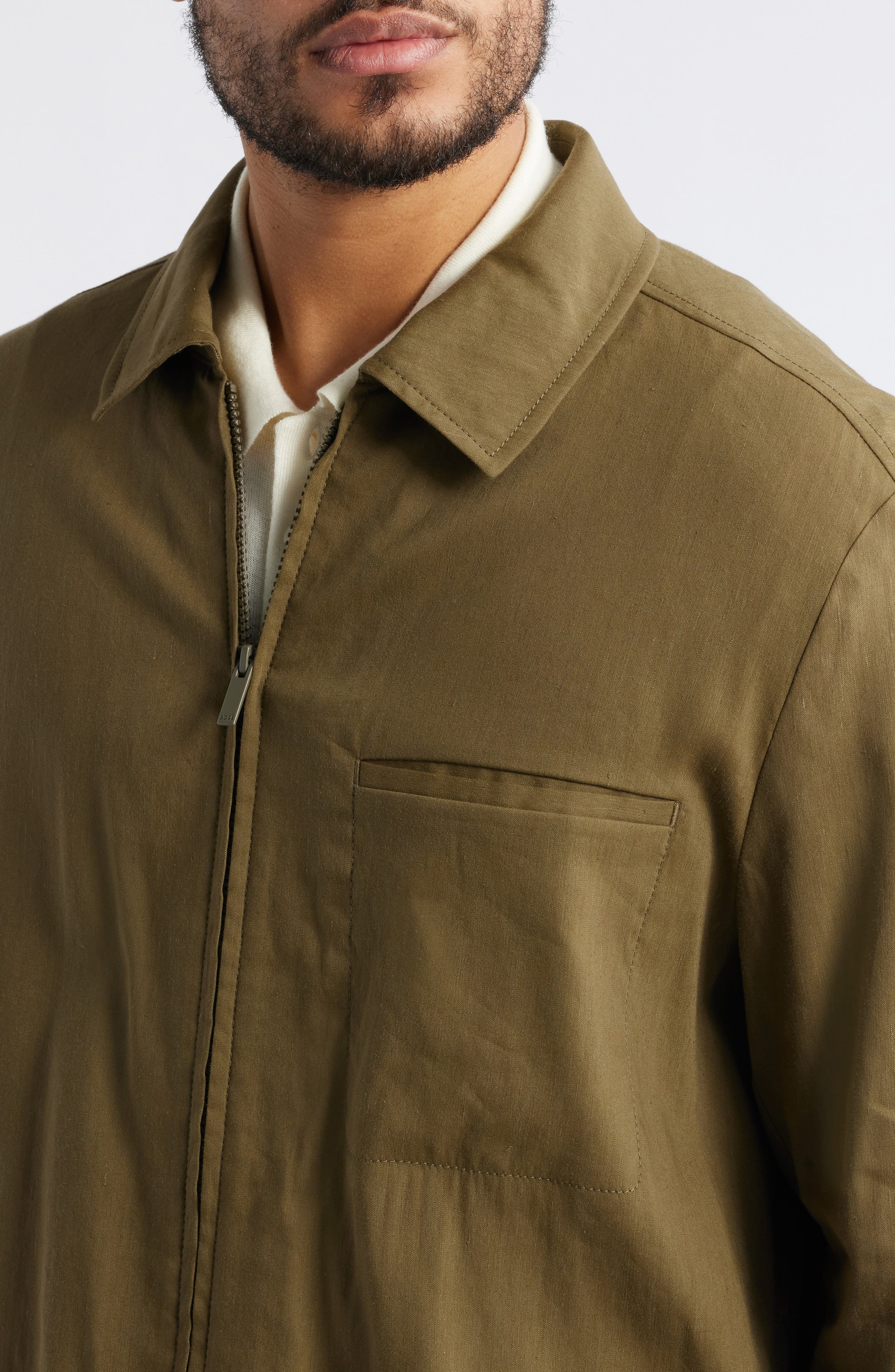 BOSS Carper Linen Blend Jacket in Dark Green at Nordstrom - 4