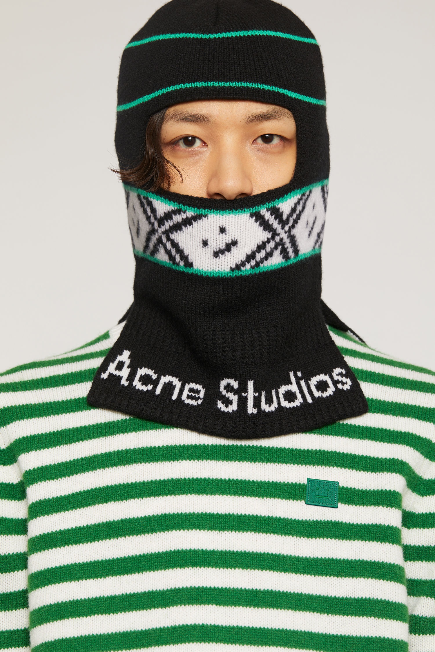 Logo jacquard balaclava black multicolor - 2