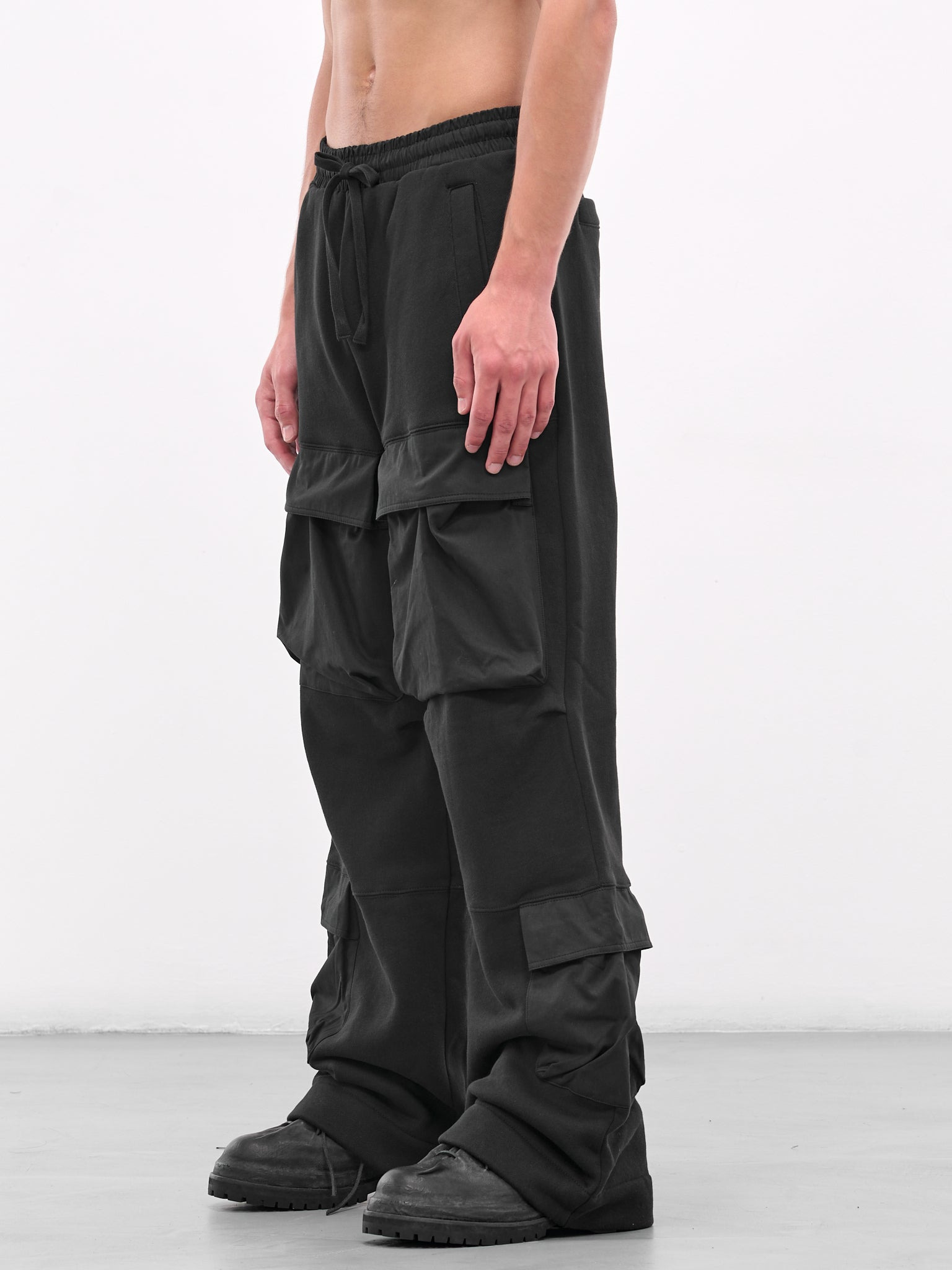 Black Wide Leg Utility Sweatpants - 2