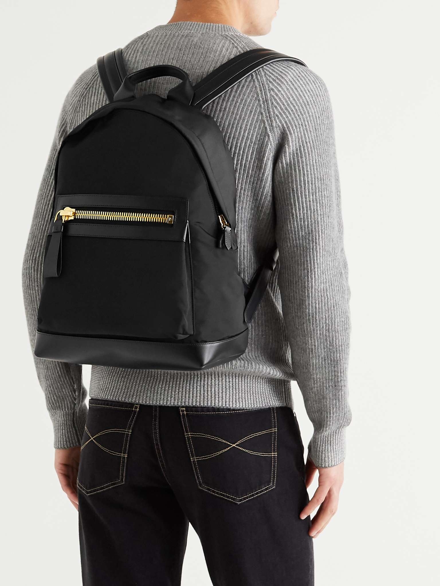 Leather-Trimmed Nylon Backpack - 2