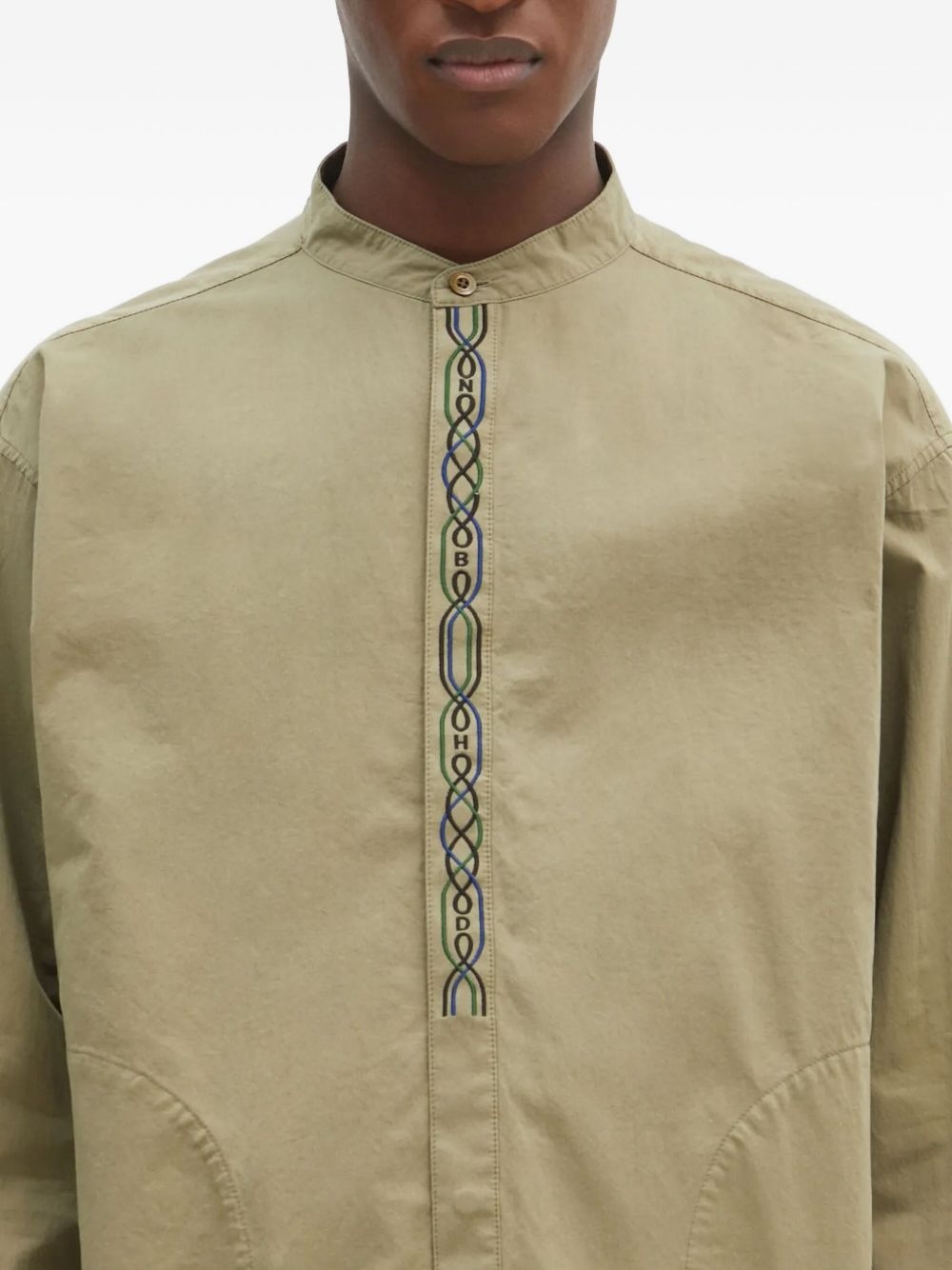 embroidered mandarin-collar shirt - 4