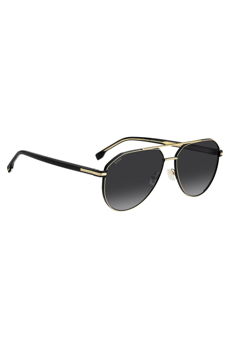 DOUBLE-BRIDGE SUNGLASSES IN BLACK AND GOLD TONES 4