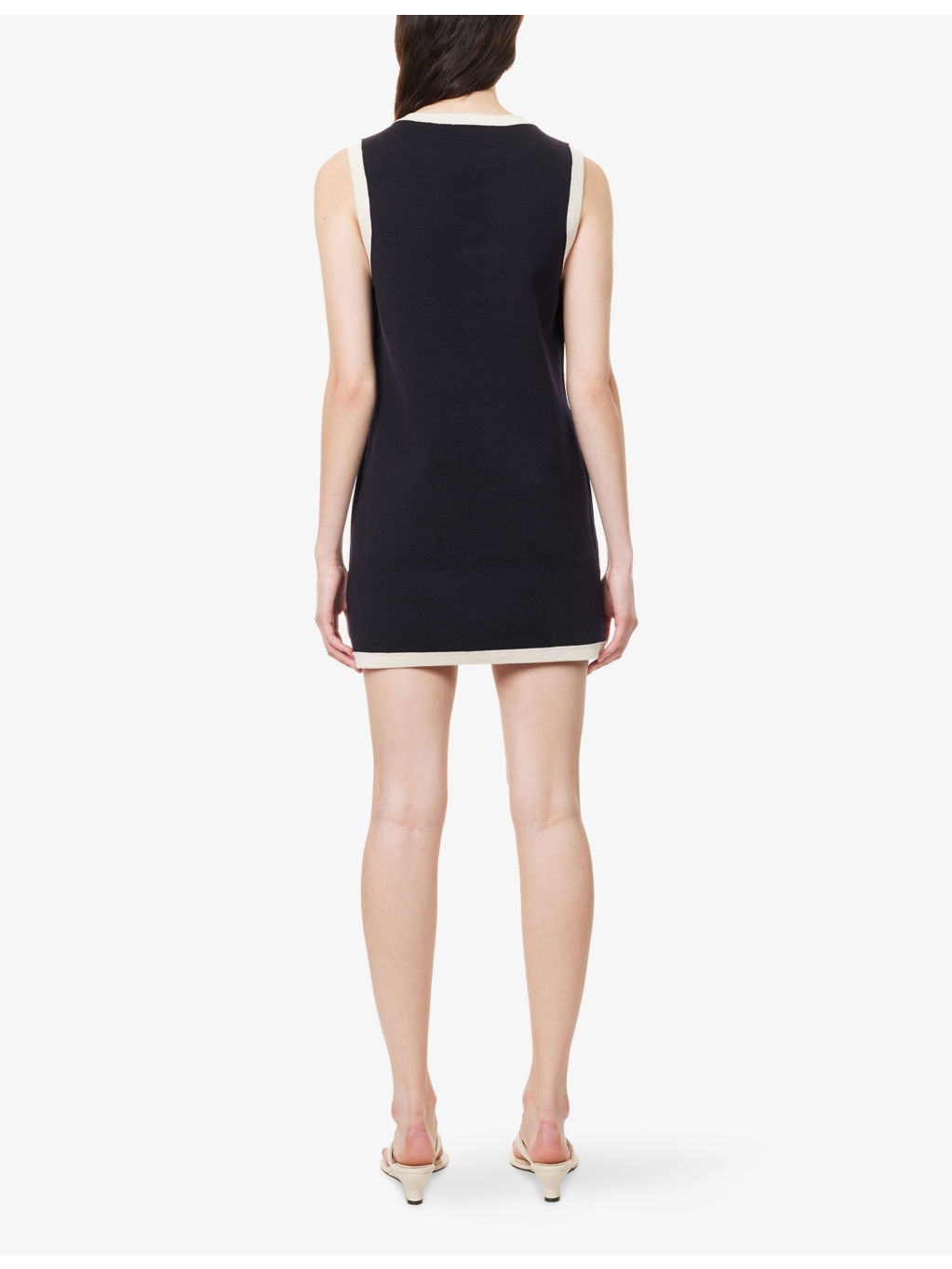 Mixed Sleeveless Wool-Blend Knit Mini Dress - 4