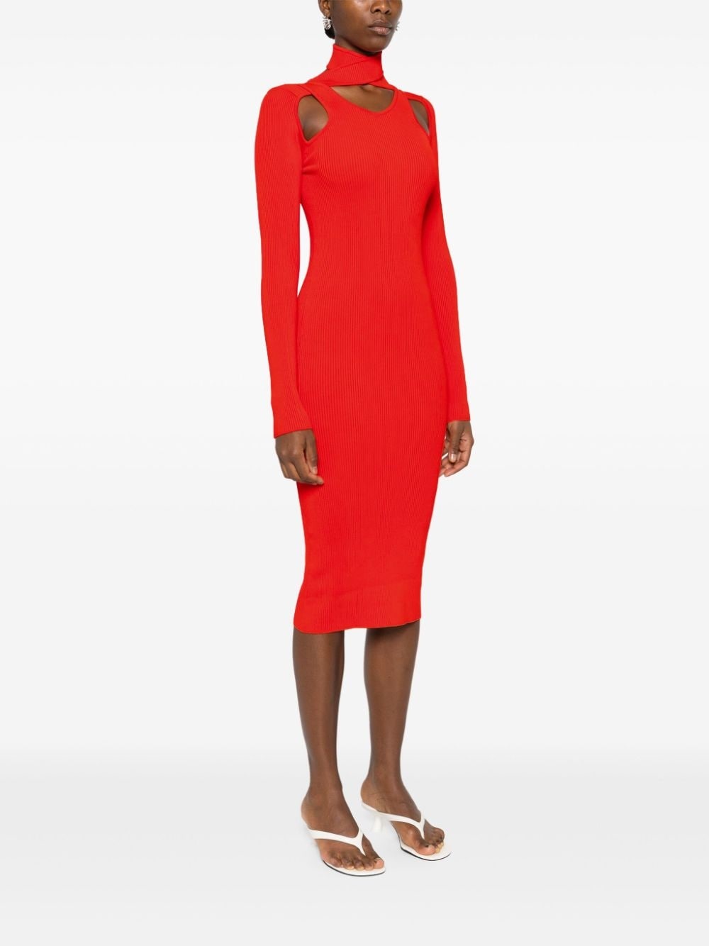 cut-out ribbed-knit dress - 3